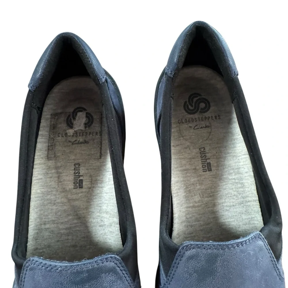 Cloudsteppers by Clark’s Size 8.5 Blue Slip On “Step Rose Moon” Wedge Shoes